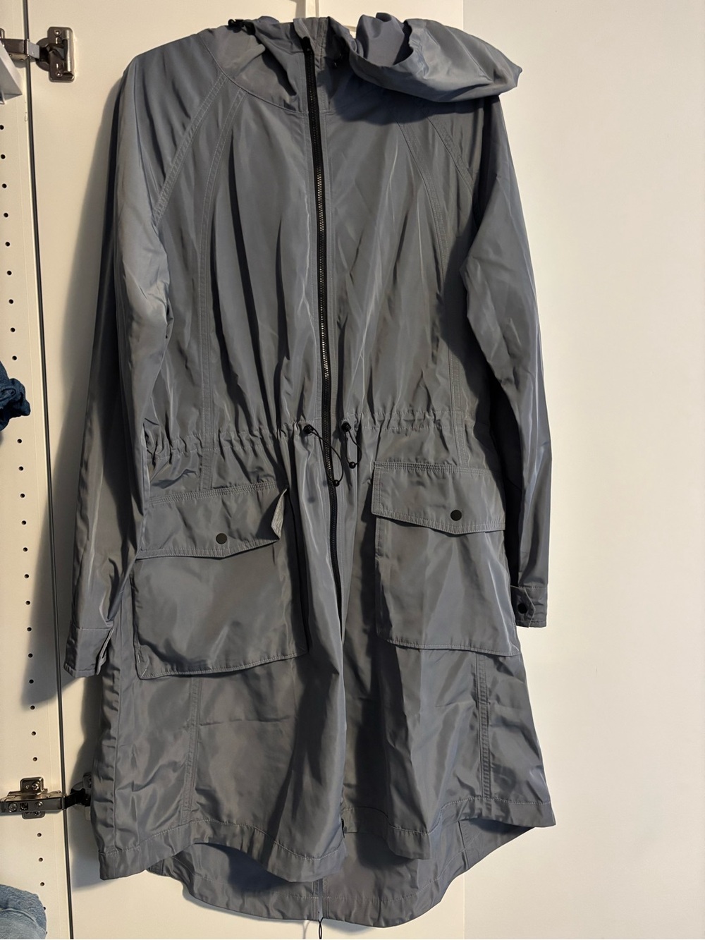 Athleta Gray Hooded Trench Coat